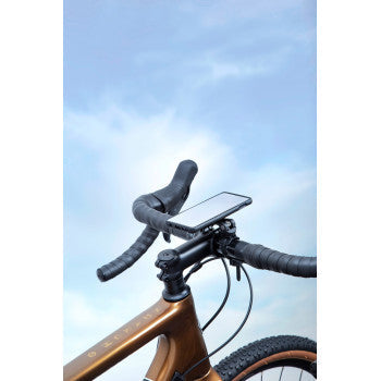 Bill's Exhausts SP CONNECT universal device mount with adjustable clamp for smartphones and gadgets, shown in black.