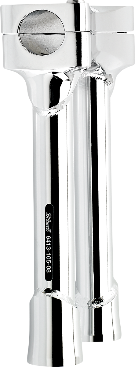 Chrome Biltwell Risers for Murdock Oversized Handlebars, 8-inch height, designed for motorcycle handlebars.