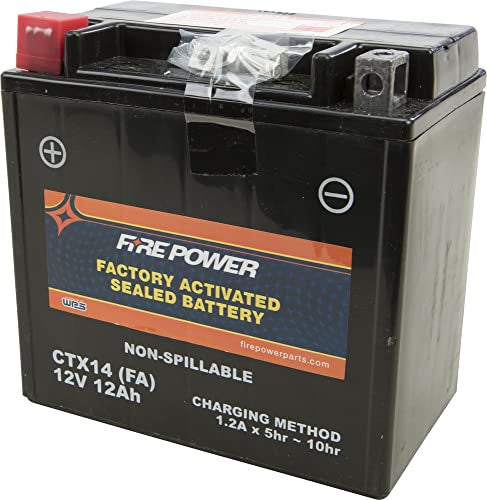 Fire Power Factory Activated Sealed Battery CTX14H, compact and durable automotive battery with sealed design.