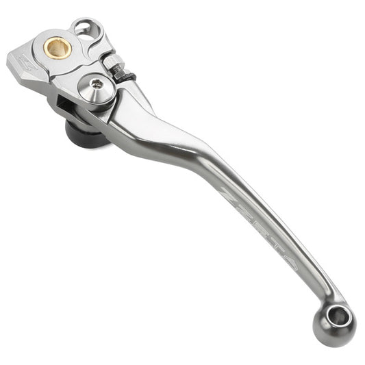 ZETA FP clutch pivot lever with titanium finish, motorcycle part, showing detailed close-up of the ZETA brand clutch lever.