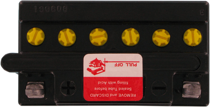 Parts Unlimited 12N7-4A conventional 12V automotive battery with positive and negative terminals, used as a reliable power source.