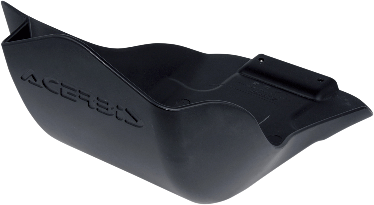 A black Acerbis skid plate for KX 450F motocross bike, designed to protect the bike's underside during off-road riding.