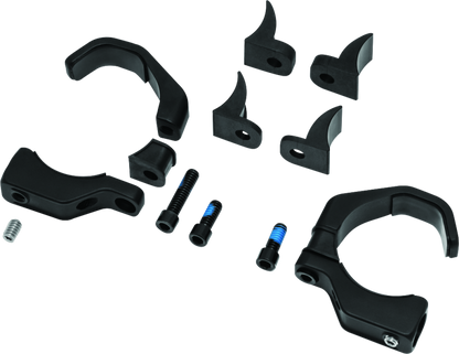 Kuryakyn Pipe Wrench Fork Mounts for 39mm-49mm fork tubes with M8-1.25 threaded stud, shown on motorcycle suspension components.