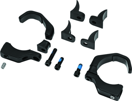 Kuryakyn Pipe Wrench Fork Mounts for 39mm-49mm fork tubes with M8-1.25 threaded stud, shown on motorcycle suspension components.