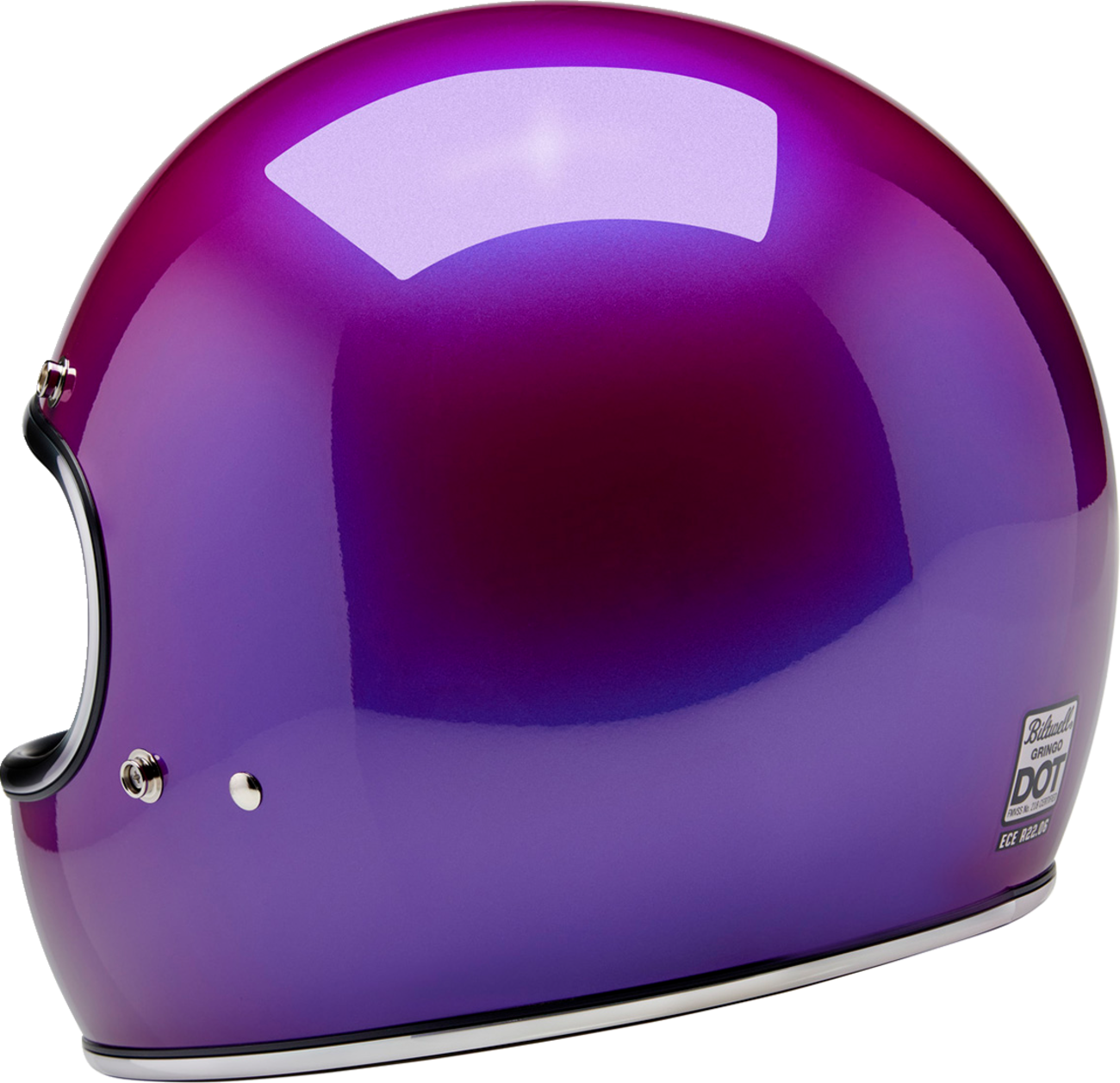 BILTWELL Gringo Helmet in metallic grape finish, medium size, with glossy helmet shell and adjustable strap, brand Bill's Exhausts