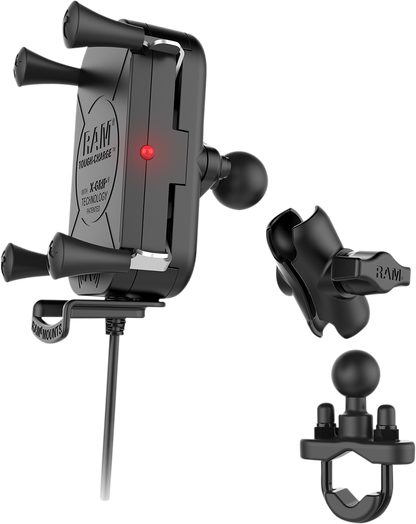 RAM MOUNTS Device Holder - Tough-Charge - Charging - Wireless - Waterproof - Hardwire Charger - U-Bolt Mount RAMB149ZAUN12WV - Howling Moto