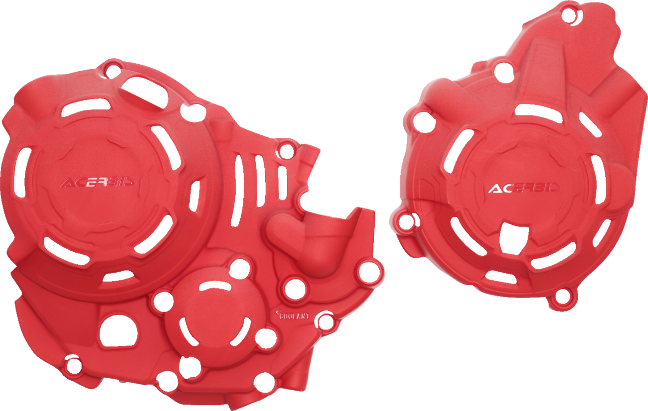 Red Acerbis X-Power Kit body for Honda CRF motorcycle, with detailed view of the ACERBIS brand product.