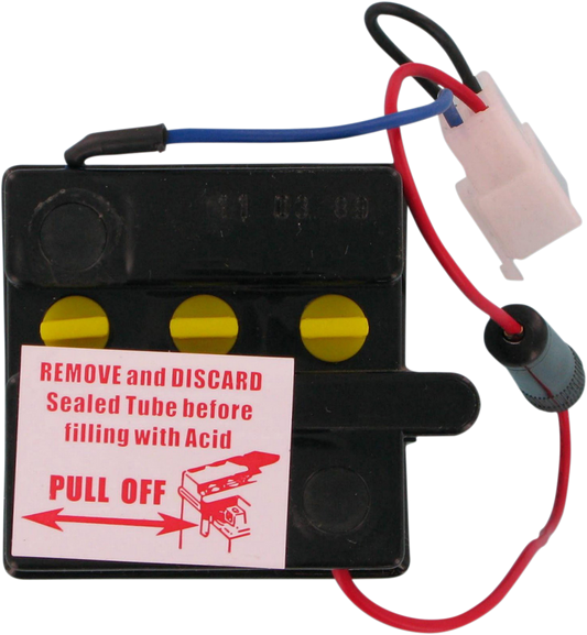 Parts Unlimited 6N4C1B motorcycle and powersports vehicle conventional battery, with terminals and case visible.