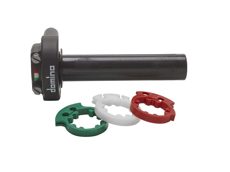 Domino Racing XM2 throttle control system with 22mm bars, designed for motorcycle racing and MotoGP performance.
