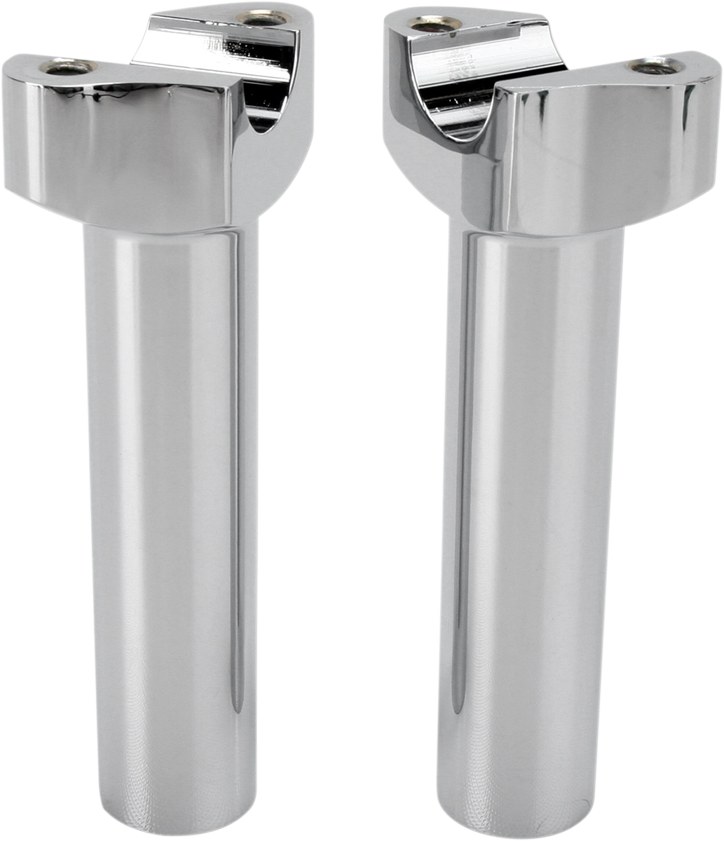 Chrome forged aluminum handlebar risers from DRAG SPECIALTIES, straight design, 5-1/2-inch height for motorcycle handlebars.