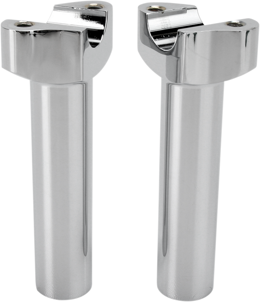 Chrome forged aluminum handlebar risers from DRAG SPECIALTIES, straight design, 5-1/2-inch height for motorcycle handlebars.