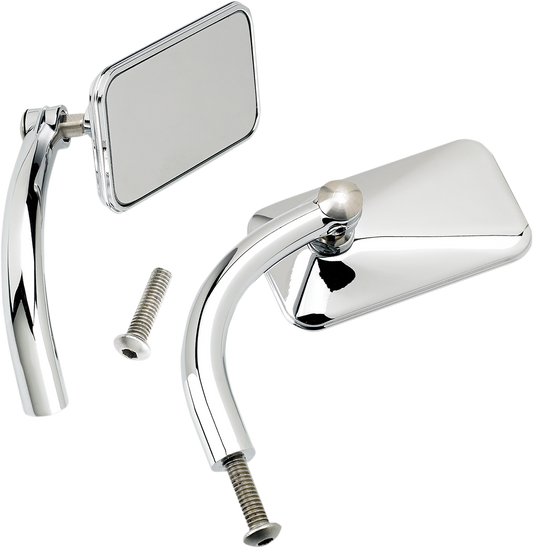 Chrome BILTWELL rectangular mirror for motorcycles, featuring a sleek, reflective surface and sturdy mounting hardware.