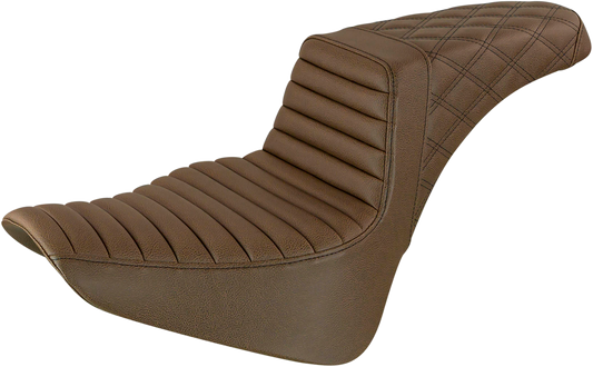 SADDLEMEN Step-Up Seat - Front Tuck-n-Roll/Rear Lattice Stitch - Brown 818-33-176BR