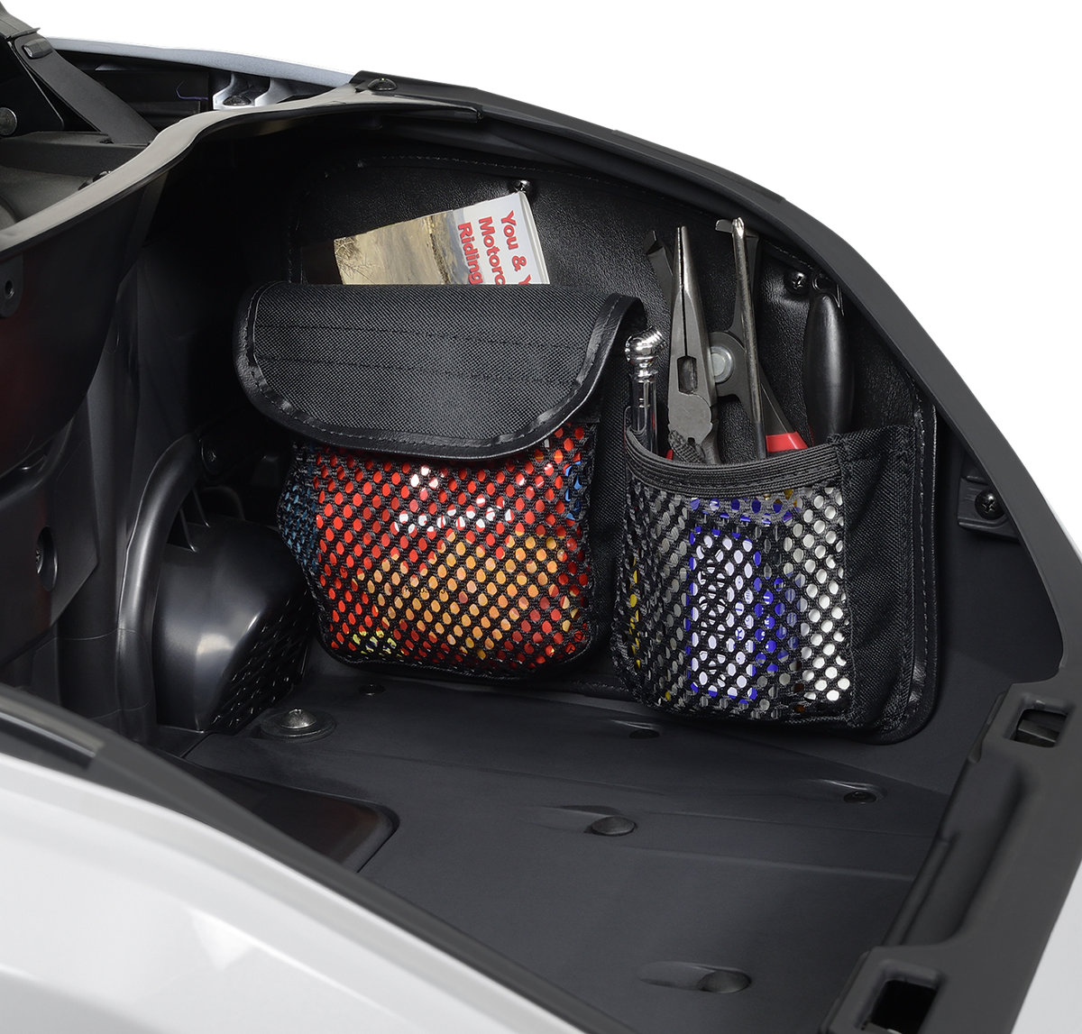 Bill's Exhausts SHOW CHROME trunk organizer for engine, featuring chrome finish and multiple compartments for vehicle storage.