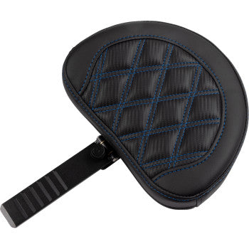 Bill's Exhausts SADDLEMEN RoadSofa™ motorcycle seat with backrest, carbon fiber, lattice stitch, and blue stitching for FLTR/FLHX 2023-2024