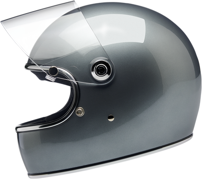 BILTWELL Gringo S helmet in metallic sterling color, size XS, featuring a sleek motorcycle helmet design with a smooth finish.
