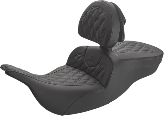 SADDLEMEN Roadsofa Lattice Stitched Seat - w/ Driver Backrest - Black 897-07-182BR