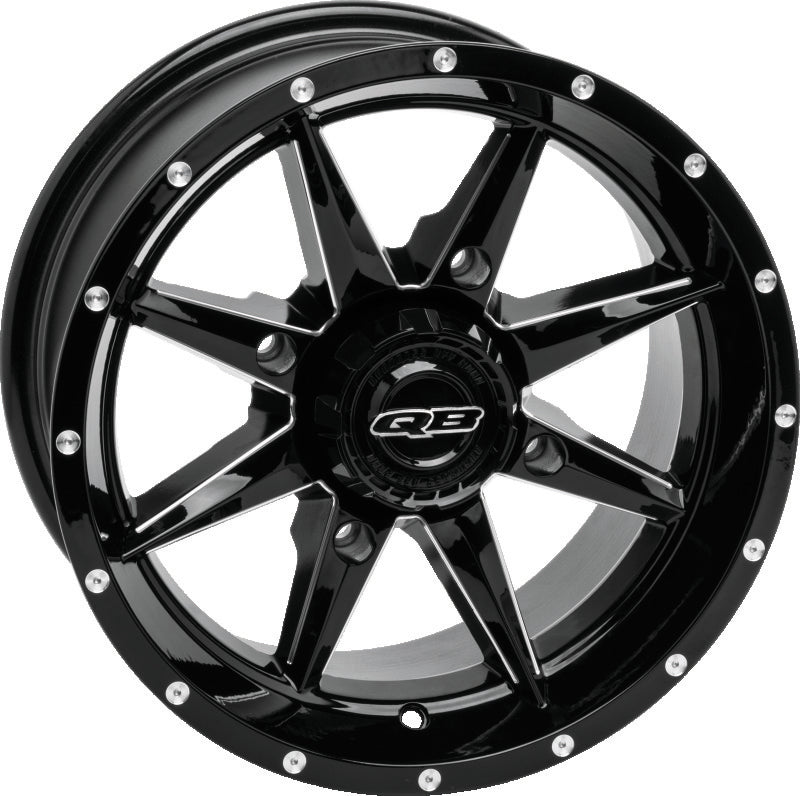 QuadBoss Slicer 14x7 PowerSports Wheels with a rugged black finish and sturdy construction for off-road vehicles.
