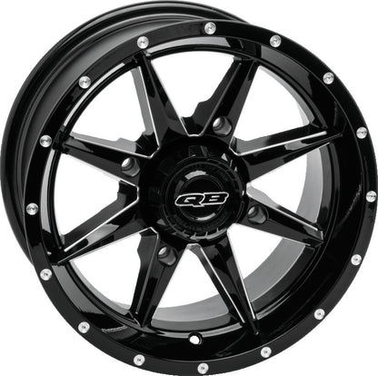 QuadBoss Slicer 14x7 PowerSports Wheels with a rugged black finish and sturdy construction for off-road vehicles.