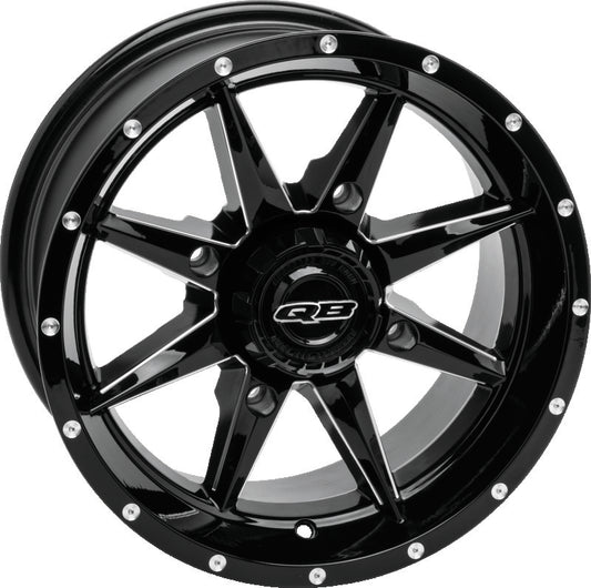 QuadBoss Slicer 14x7 PowerSports Wheels with a rugged black finish and sturdy construction for off-road vehicles.