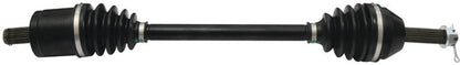 QuadBoss front left rugged axle for 2006-2007 Polaris Ranger 500 and XP 700 utility vehicles, showing the sturdy metal construction.