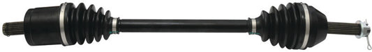 QuadBoss front left rugged axle for 2006-2007 Polaris Ranger 500 and XP 700 utility vehicles, showing the sturdy metal construction.