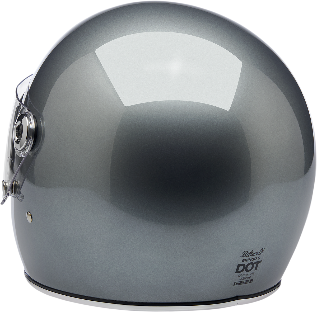 BILTWELL Gringo S helmet in metallic sterling finish, XS size, with sleek open-face design and classic vintage style.