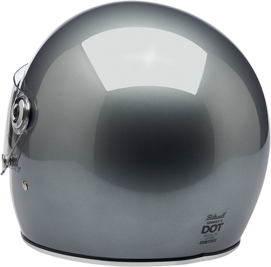 BILTWELL Gringo S helmet in metallic sterling finish, XS size, with sleek open-face design and classic vintage style.