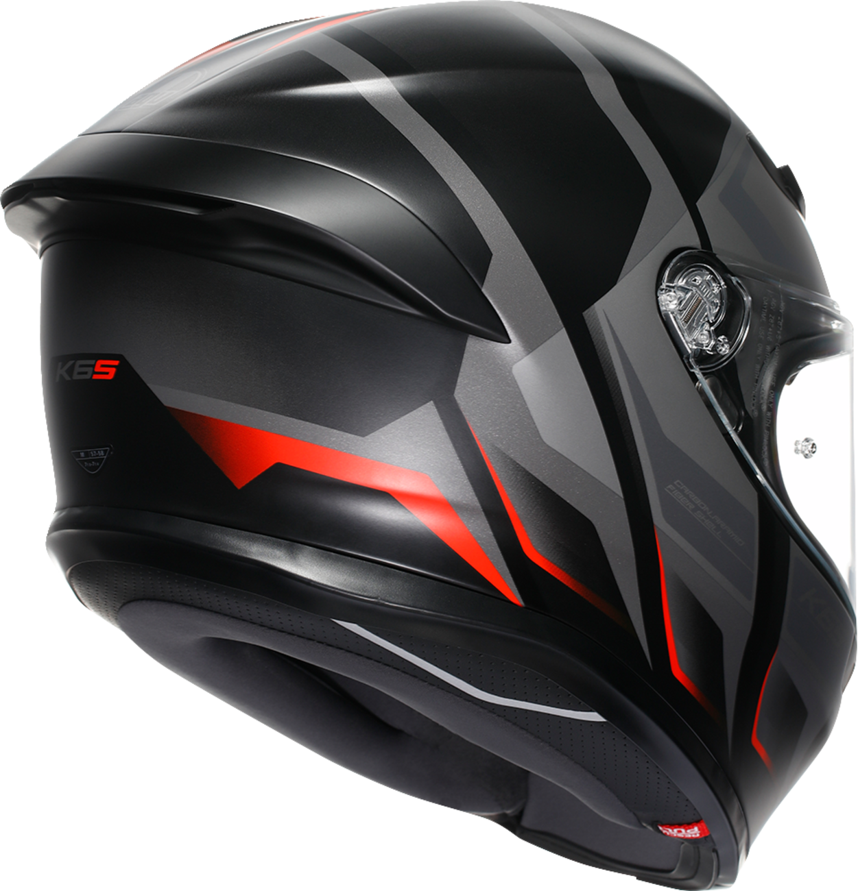 AGV K6 S matte black, gray, and red motorcycle helmet in 2XL size, featuring advanced safety and comfort design.