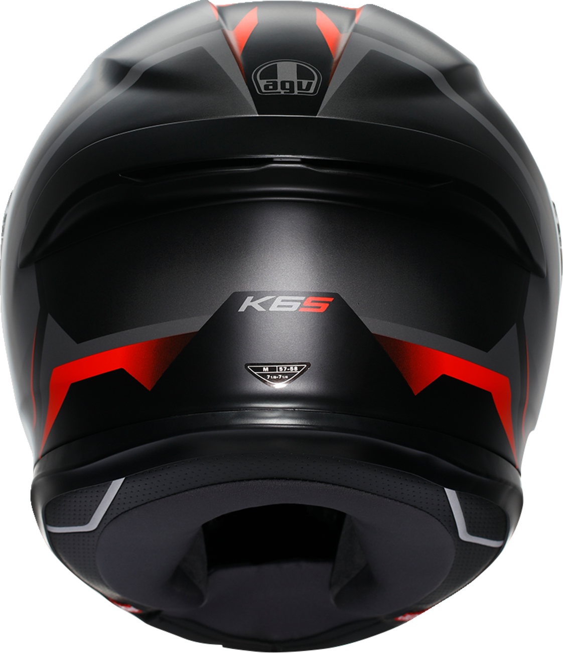 AGV K6 S racing helmet in matte black, gray, and red with lightweight, aerodynamic design for motorcycle racing.