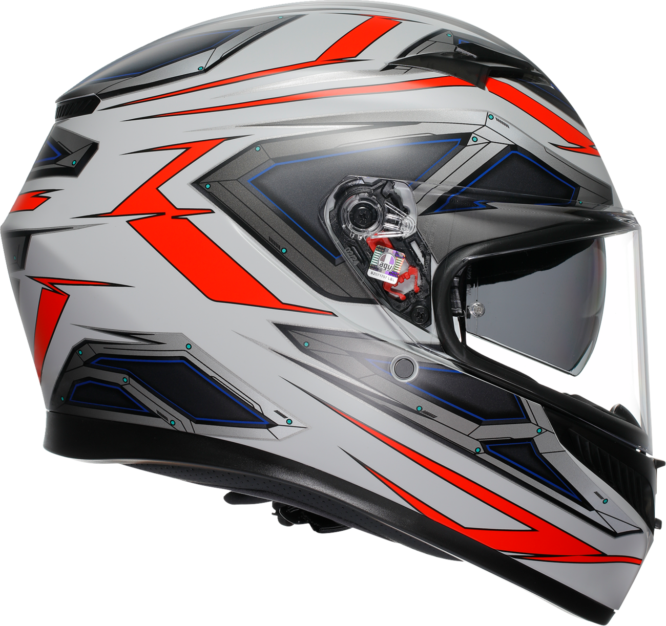 AGV K3 helmet in space matte white and red fluo, small size, featuring MaxVision lens for high-performance motorcycle riding.