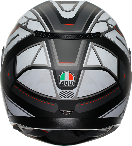 AGV K3 motorcycle helmet in matte black and white, large size, featuring aerodynamic design and ventilation for safety and comfort.