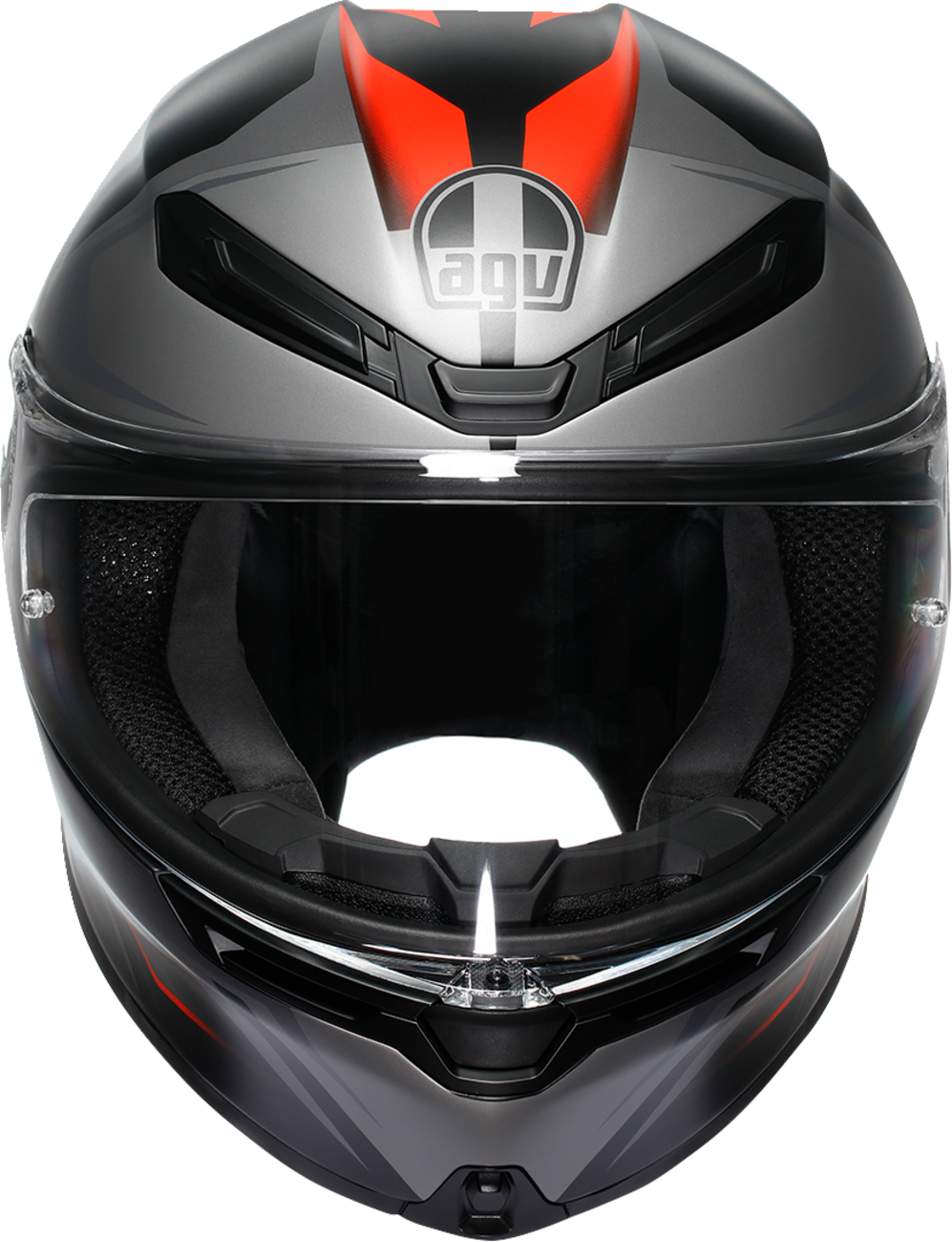 AGV K6 S helmet in matte black, gray, and red with 2XL size, showcasing its sleek design and advanced safety features.
