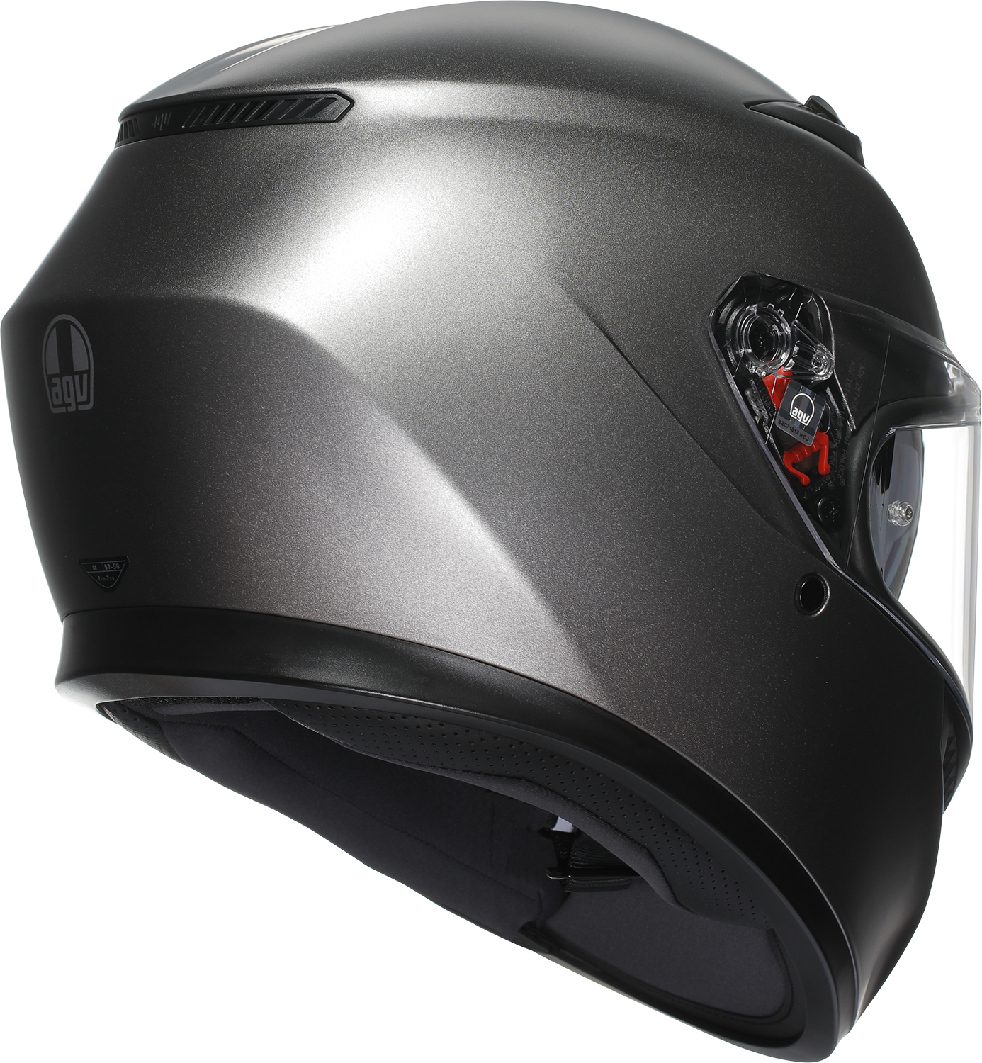 AGV K3 Mono Matte Luna Gray motorcycle helmet with Pinlock lens and advanced ventilation system, size 2XL.
