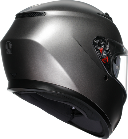 AGV K3 Mono Matte Luna Gray motorcycle helmet with Pinlock lens and advanced ventilation system, size 2XL.
