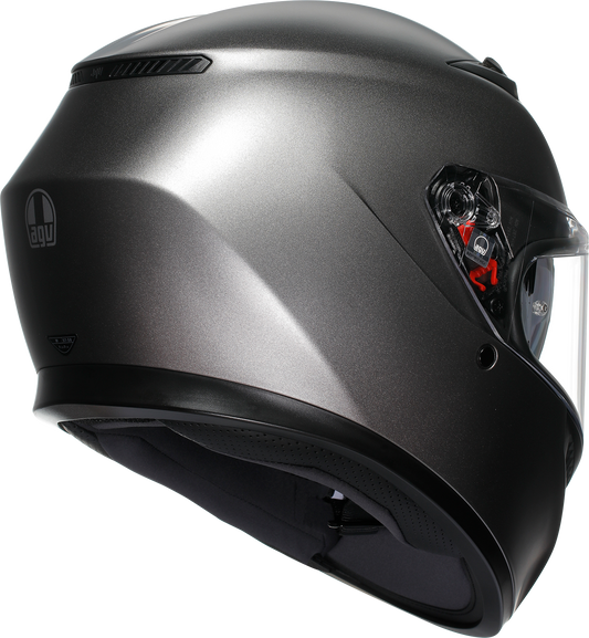 AGV K3 Mono Matte Luna Gray motorcycle helmet with Pinlock lens and advanced ventilation system, size 2XL.