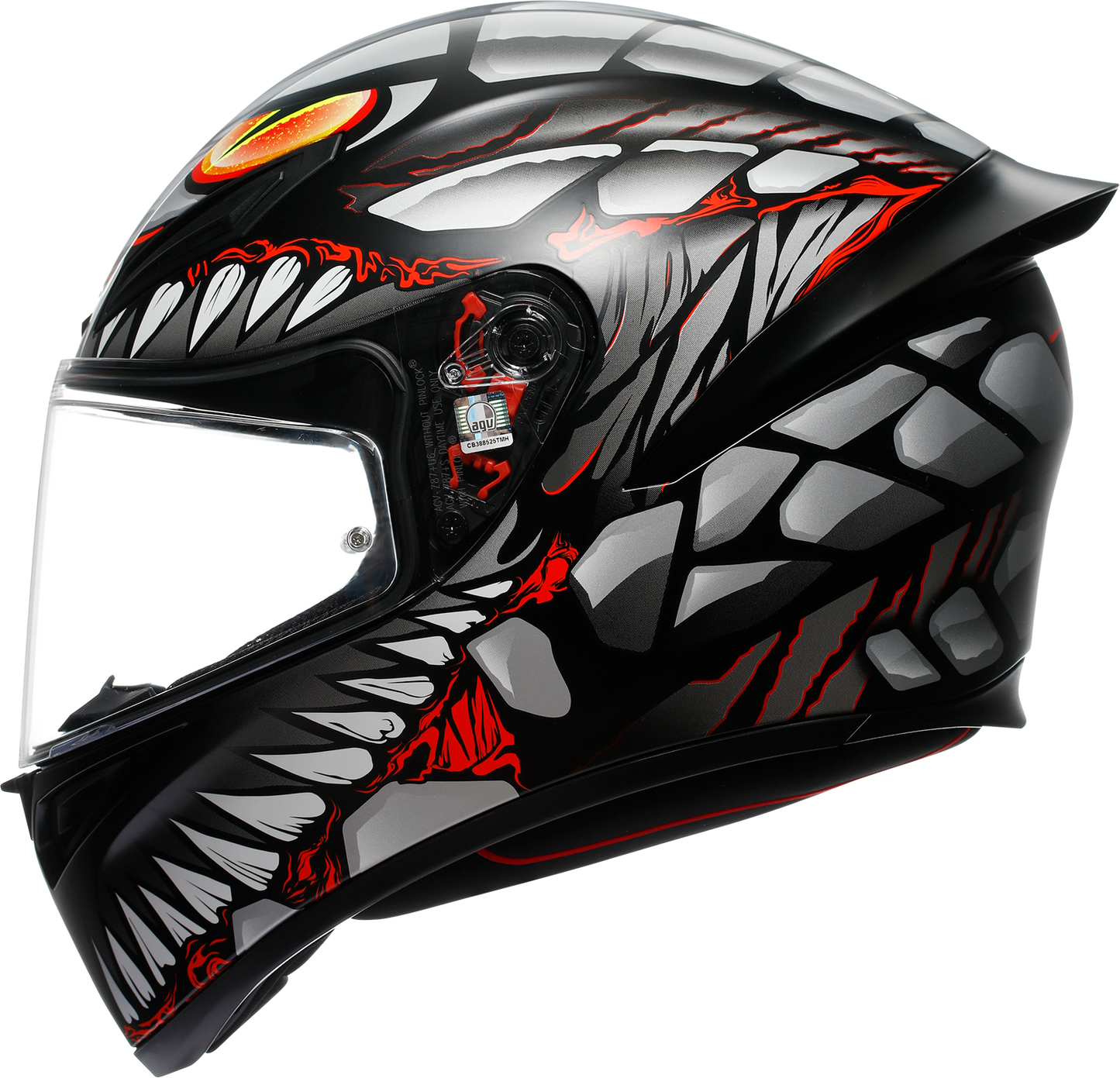 AGV K1 S Lyzard matte black, gray, and red motorcycle helmet in small size, featuring aerodynamic design and ventilation.
