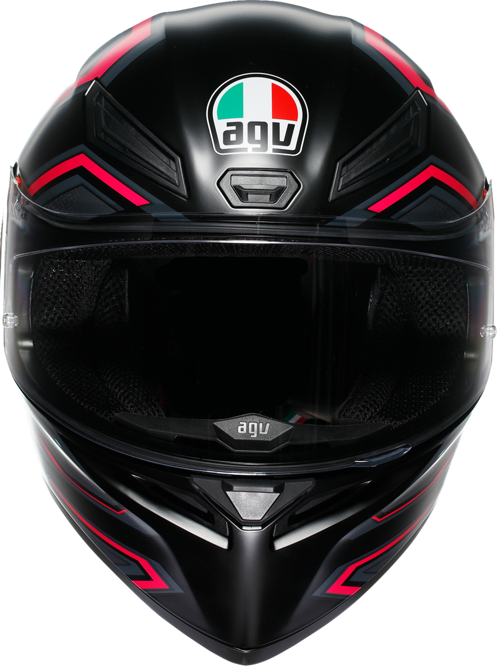 AGV K1 S helmet in matte black and pink, 2XL size, featuring aerodynamic design and ventilation for motorcycle riding.