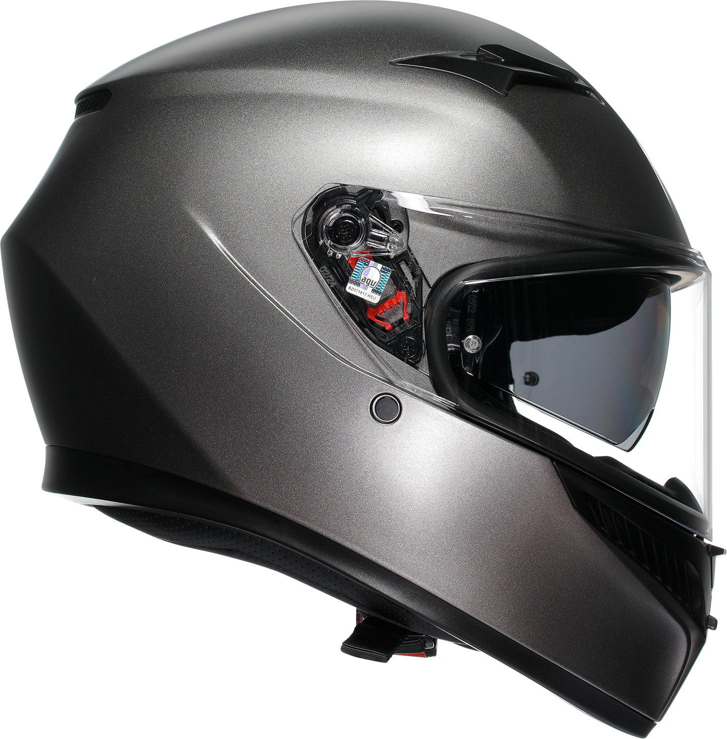 AGV K3 Mono Matte Luna Gray motorcycle helmet with Pinlock® lens and advanced ventilation system, 2XL size, close-up view.