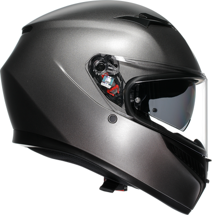 AGV K3 Mono Matte Luna Gray motorcycle helmet with Pinlock® lens and advanced ventilation system, 2XL size, close-up view.