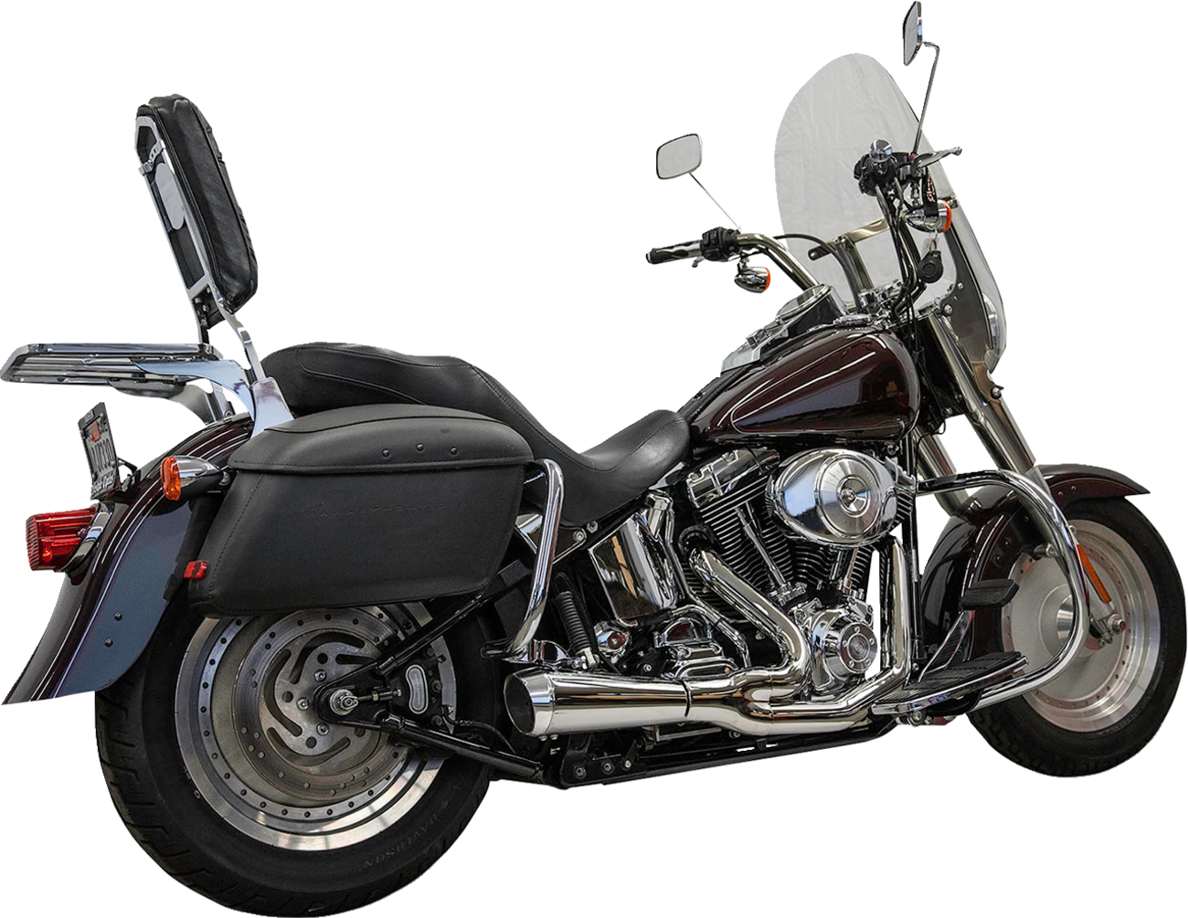 BASSANI XHAUST 1S6C 2-Into-1 Ripper exhaust system for Twin Cam Softails, showing polished stainless steel pipes and muffler.