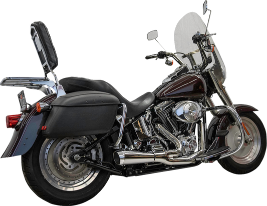 BASSANI XHAUST 1S6C 2-Into-1 Ripper exhaust system for Twin Cam Softails, showing polished stainless steel pipes and muffler.