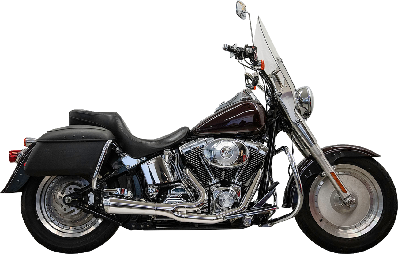Bassani Xhaust 1S6C 2-Into-1 Ripper exhaust system for Twin Cam Softails, featuring polished metal pipes and dual exit tips.