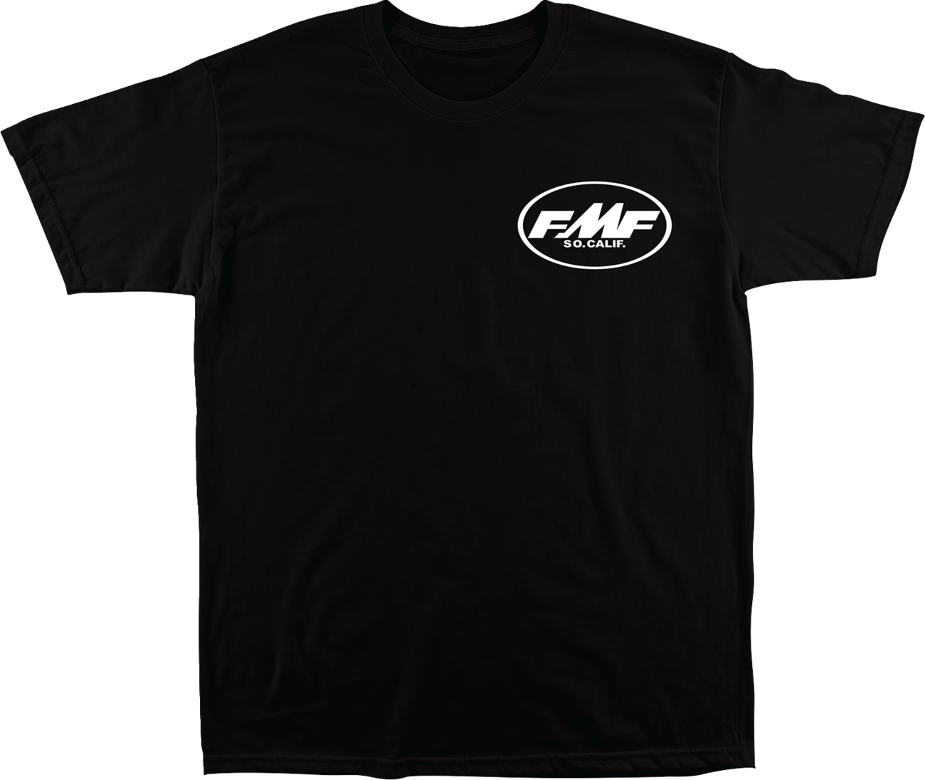 Black FMF Team T-Shirt in large size with graphic logo, made by FMF, displayed on a plain background.