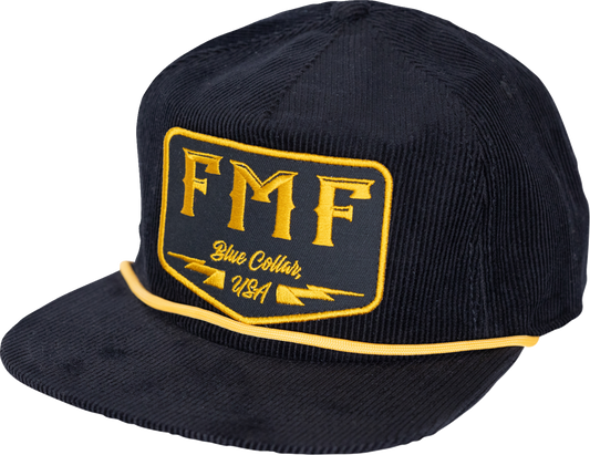 FMF Blue Collar Hat - Black SP25196909BLK with Cotton Corduroy and Trucker Snapback Design