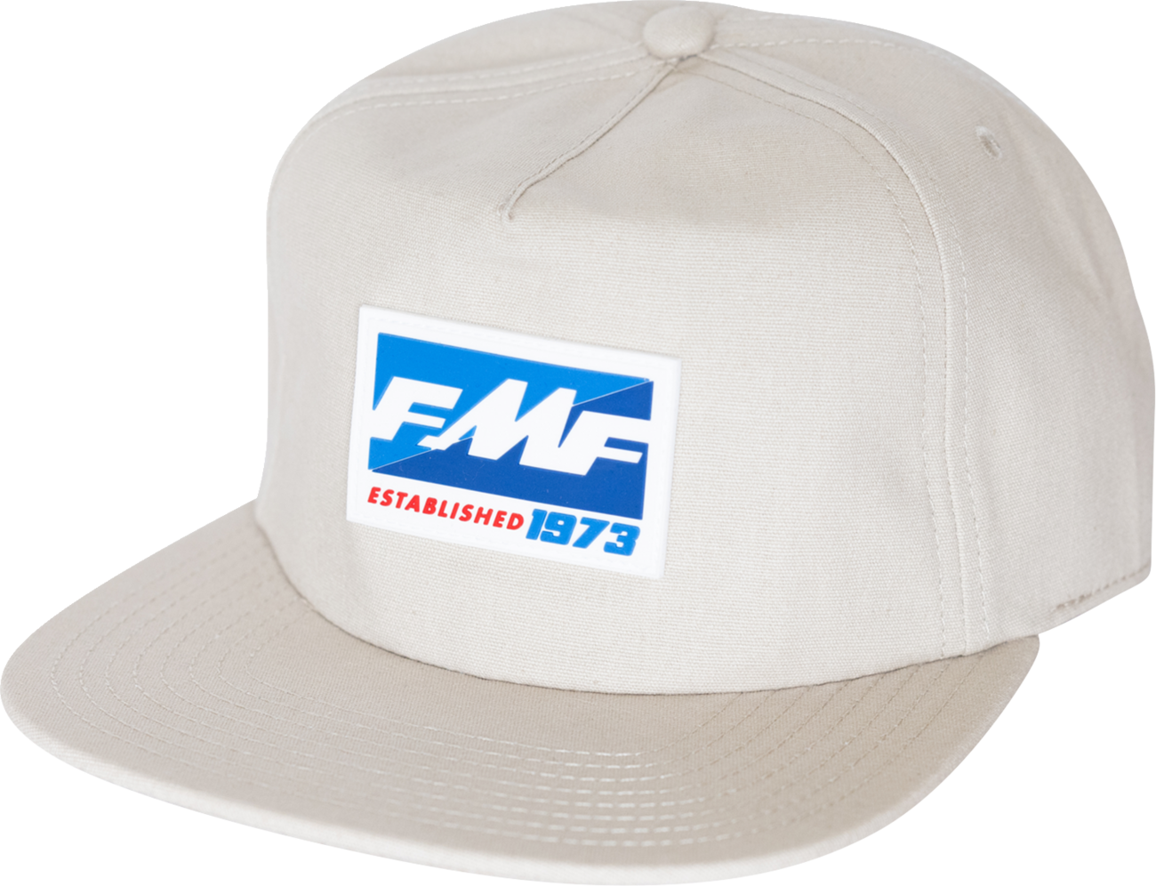 FMF Split Decision hat in sand color, stylish men's hat with branding logo, casual accessory for outdoor wear.