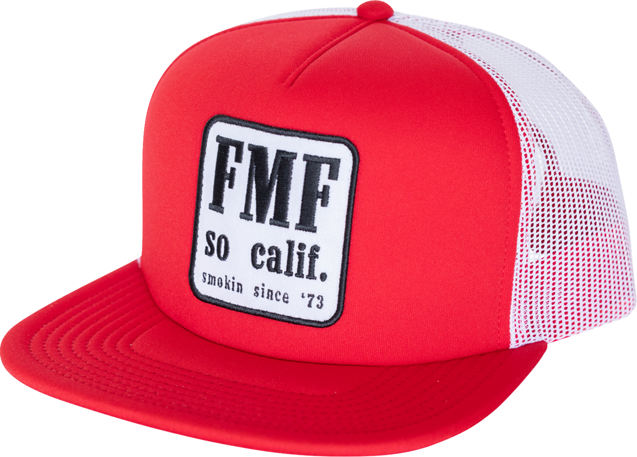 Red FMF Country Hat, 5-panel trucker snapback with embroidered patch, stylish and casual FMF branded cap.