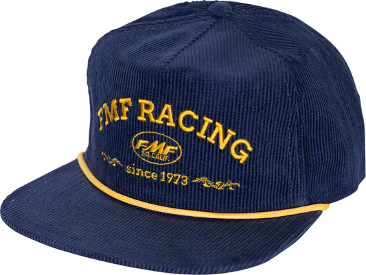 FMF Golden Age Navy corduroy hat with a structured brim and adjustable strap, stylish headwear for casual wear.