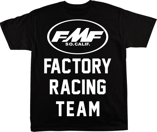 FMF Team black T-shirt featuring a large graphic back design, in XL size, with bold branding and casual style.