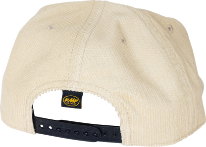FMF Blue Collar Hat - Cream SP25196909CRM with 5-Panel Trucker Design and Embroidered FMF Logo